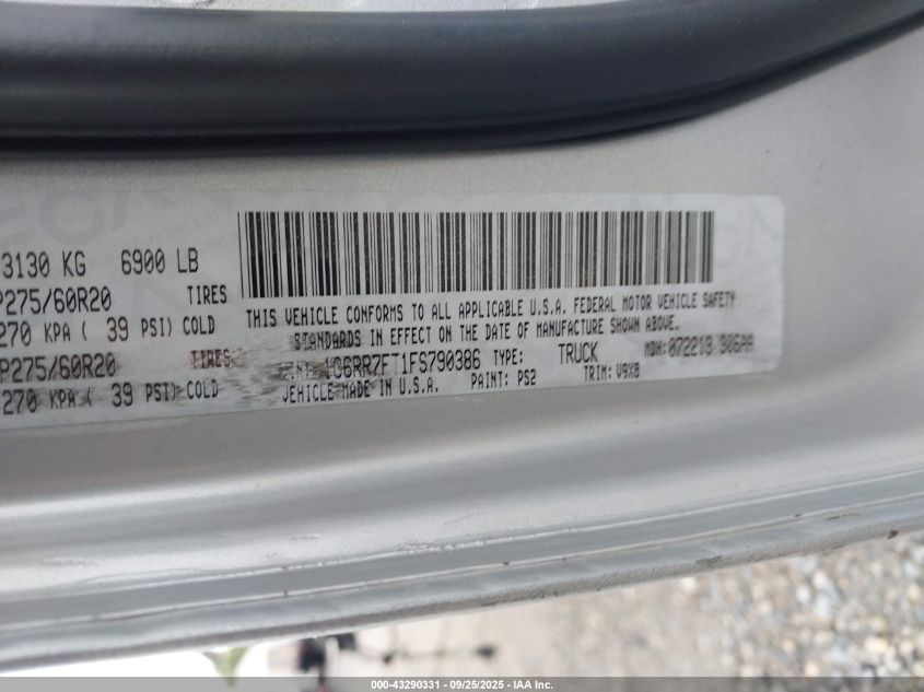 2015 Ram 1500 Express VIN: 1C6RR7FT1FS790386 Lot: 43290331