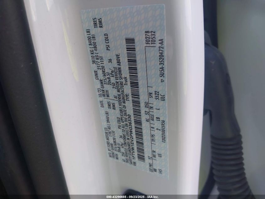 2023 Ford F-150 Lightning Xlt VIN: 1FTVW1EV2PWG36330 Lot: 43290885