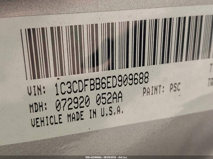 2014 Dodge Dart Sxt VIN: 1C3CDFBB6ED909688 Lot: 43290904