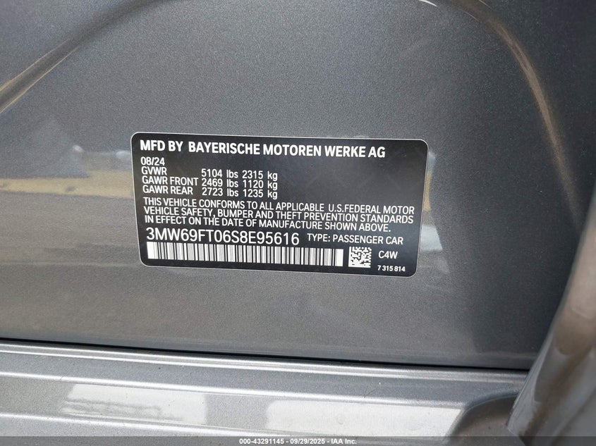 2025 BMW M340I XDRIVE - 3MW69FT06S8E95616