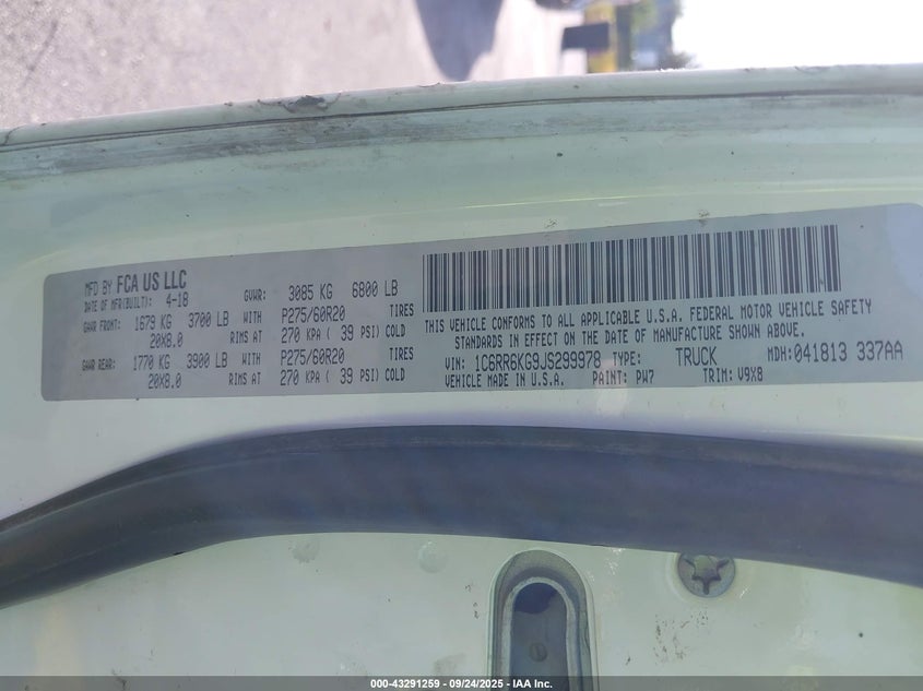 2018 Ram 1500 Express 4X2 5'7 Box VIN: 1C6RR6KG9JS299978 Lot: 43291259