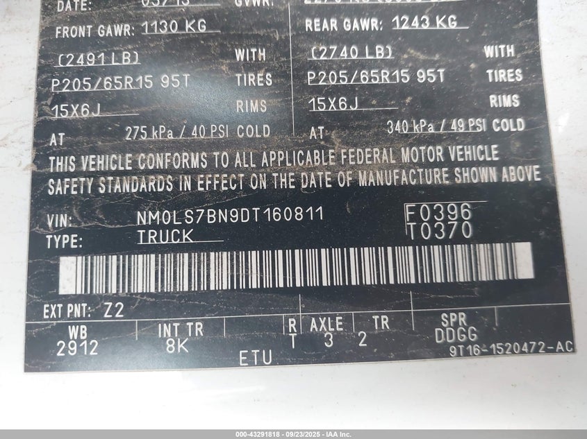 2013 FORD TRANSIT CONNECT XLT NM0LS7BN9DT160811