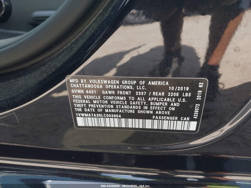 2020 VOLKSWAGEN PASSAT 2.0T R-LINE - 1VWMA7A35LC003654