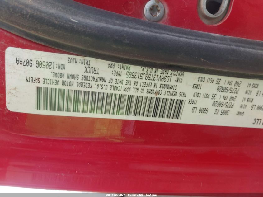 2009 Dodge Ram 1500 Slt/Sport/Trx VIN: 1D3HV13T59J513565 Lot: 43292077