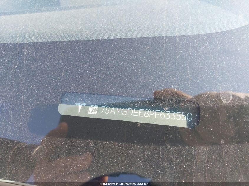 2023 Tesla Model Y Awd/Long Range Dual Motor All-Wheel Drive VIN: 7SAYGDEE8PF633550 Lot: 43292141