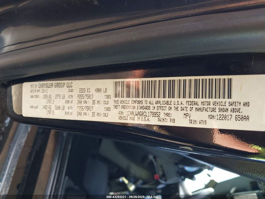 2012 Jeep Wrangler Sport VIN: 1C4AJWAG0CL179952 Lot: 43292221