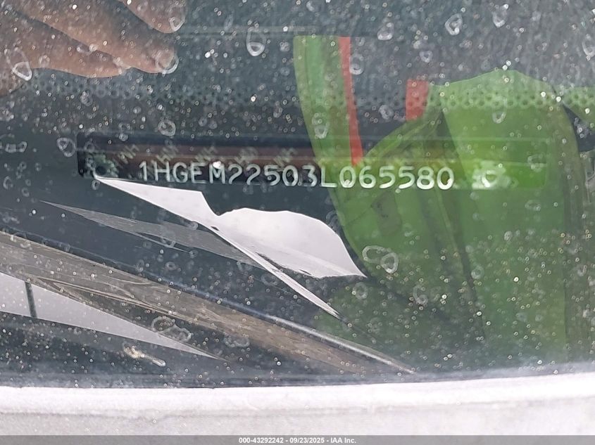2003 Honda Civic Lx VIN: 1HGEM22503L065580 Lot: 43292242