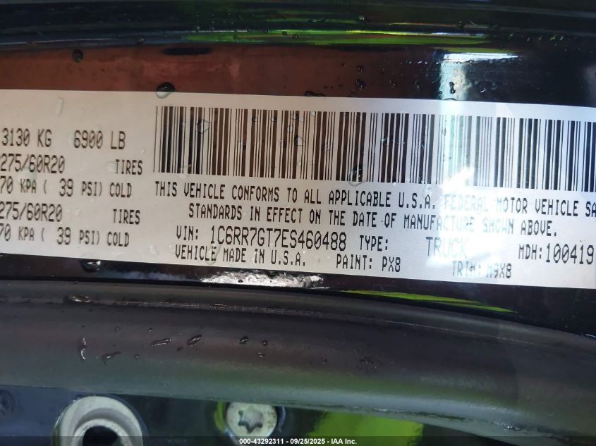 2014 Ram 1500 Big Horn VIN: 1C6RR7GT7ES460488 Lot: 43292311