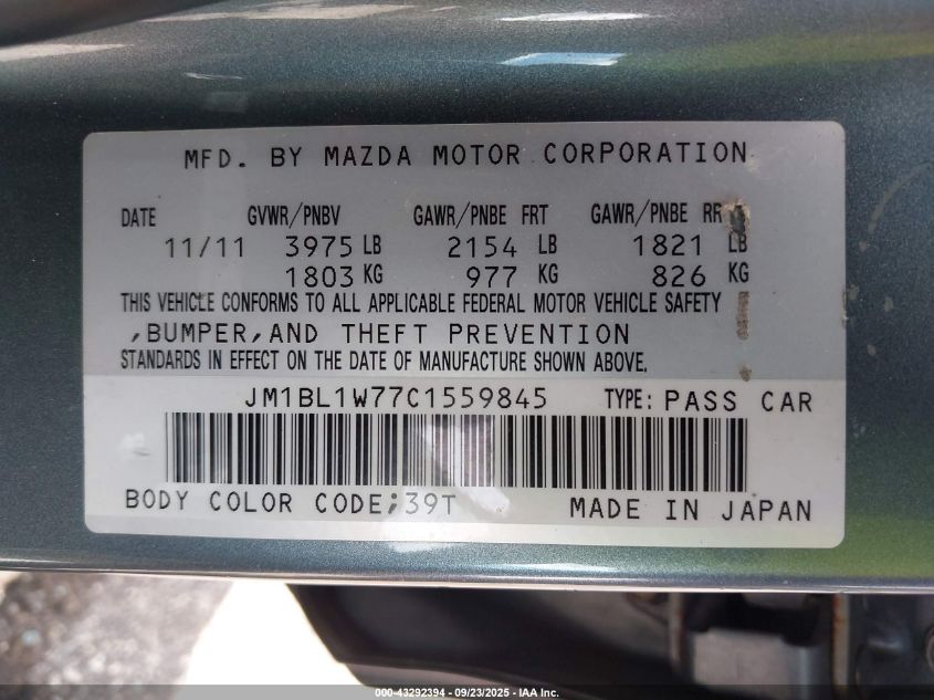 2012 Mazda Mazda3 I Grand Touring VIN: JM1BL1W77C1559845 Lot: 43292394