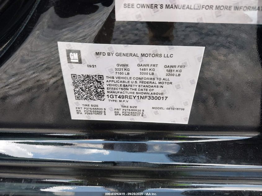 2022 GMC Sierra 2500Hd 4Wd Standard Bed Denali VIN: 1GT49REY1NF167921 Lot: 43292419