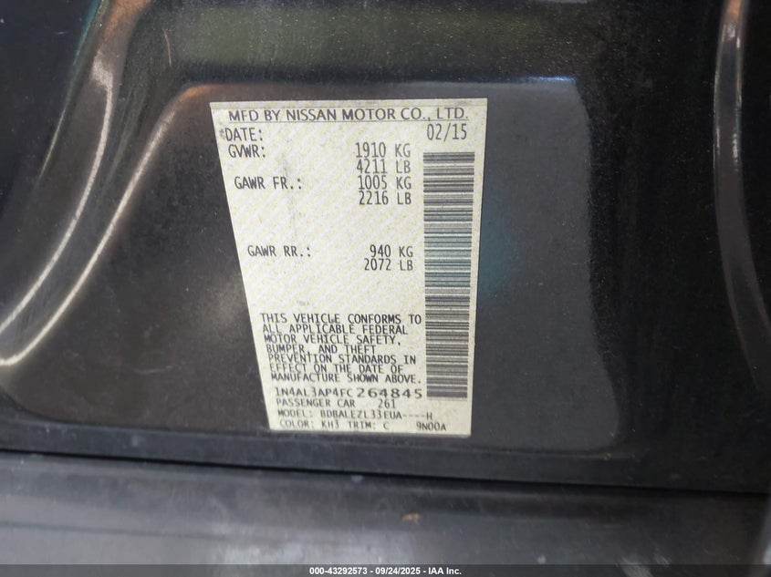 2015 NISSAN ALTIMA 2.5 S - 1N4AL3AP4FC264845