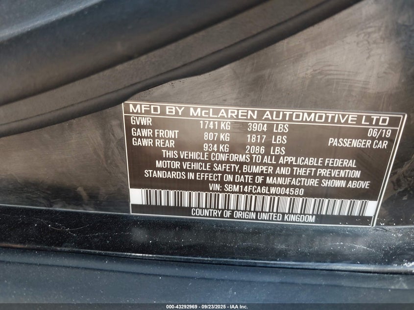 SBM14FCA6LW004580 2020 MCLAREN 720S photo no. 9