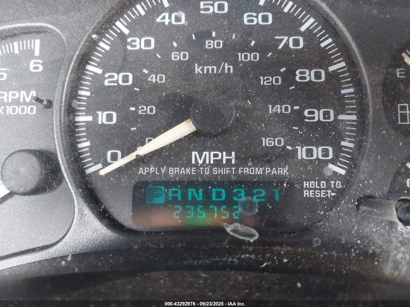 2002 Chevrolet Suburban 1500 Ls VIN: 1GNEC16T32J101297 Lot: 43292976