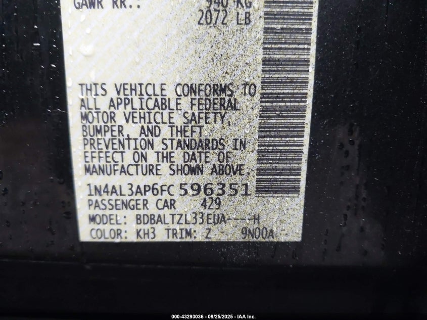 2015 NISSAN ALTIMA 2.5 SL - 1N4AL3AP6FC596351