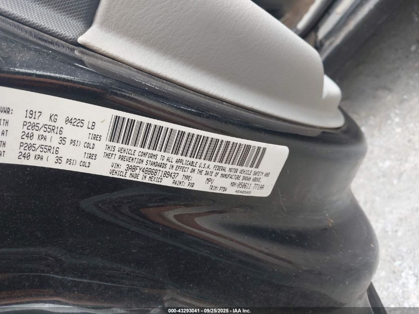 2008 Chrysler Pt Cruiser Lx VIN: 3A8FY48B68T189437 Lot: 43293041