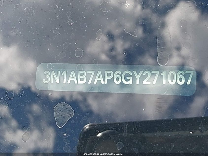 2016 Nissan Sentra Sv VIN: 3N1AB7AP6GY271067 Lot: 43293054