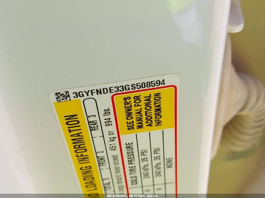 2016 Cadillac Srx Premium Collection VIN: 3GYFNDE33GS508594 Lot: 43293091