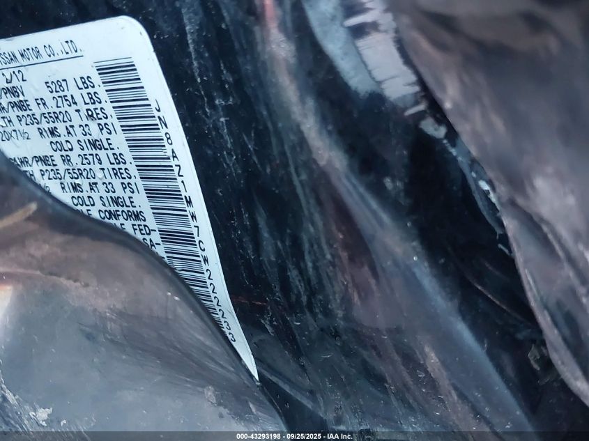 2012 Nissan Murano Le VIN: JN8AZ1MW7CW222233 Lot: 43293198