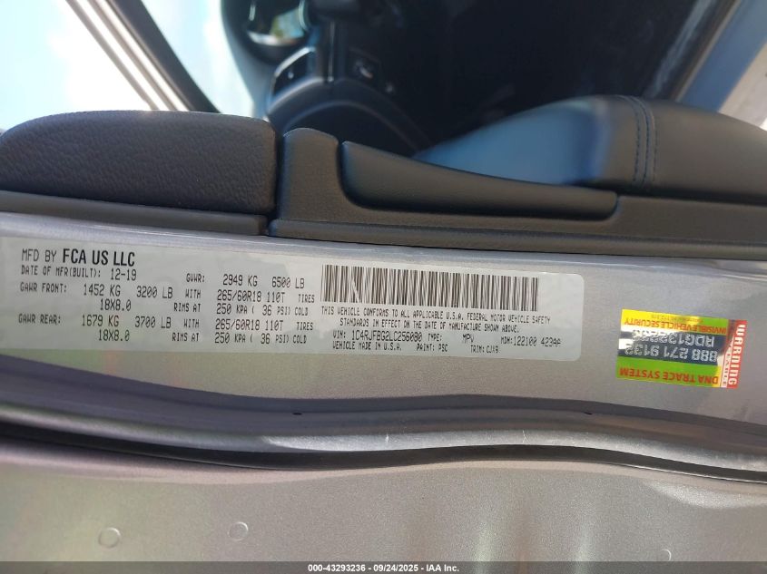 2020 JEEP GRAND CHEROKEE LIMITED 4X4 1C4RJFBG2LC256080