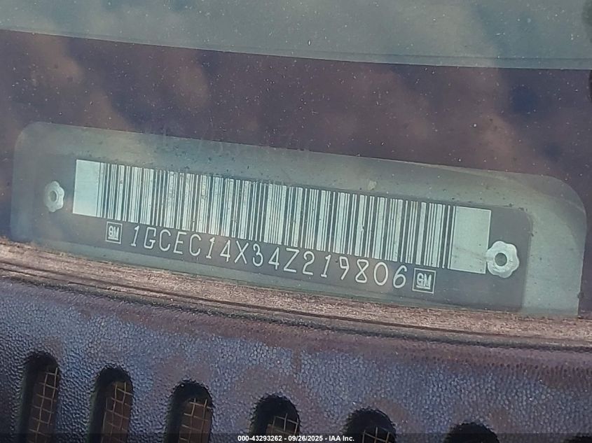 2004 Chevrolet Silverado 1500 VIN: 1GCEC14X34Z219806 Lot: 43293262