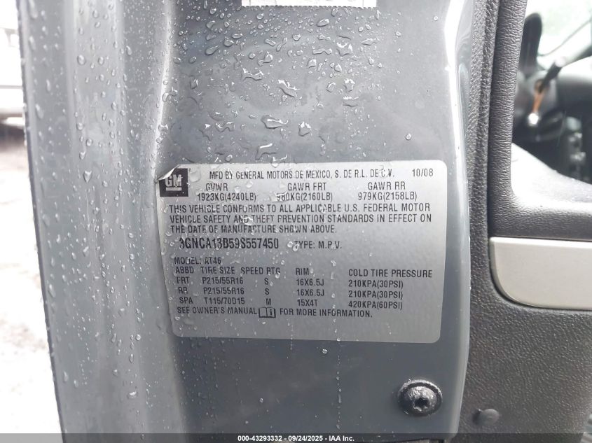 2009 Chevrolet Hhr Ls VIN: 3GNCA13B59S557450 Lot: 43293332