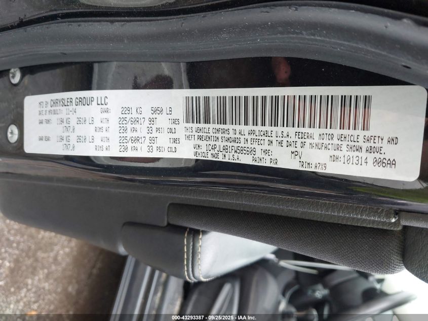 2015 Jeep Cherokee Sport VIN: 1C4PJLAB1FW585609 Lot: 43293387