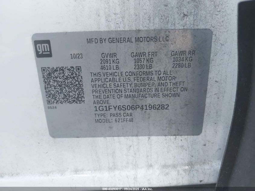 2023 Chevrolet Bolt Euv Fwd Lt VIN: 1G1FY6S06P4196282 Lot: 43293517