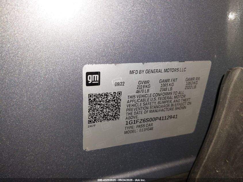 2023 Chevrolet Bolt Euv Fwd Premier VIN: 1G1FZ6S00P4112941 Lot: 43293525