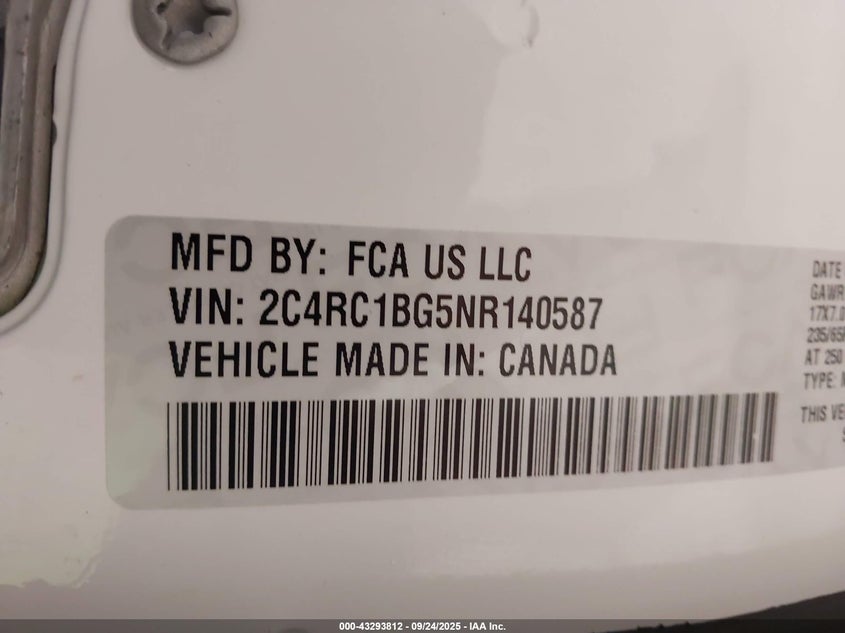 2022 Chrysler Pacifica Touring L VIN: 2C4RC1BG5NR140587 Lot: 43293812