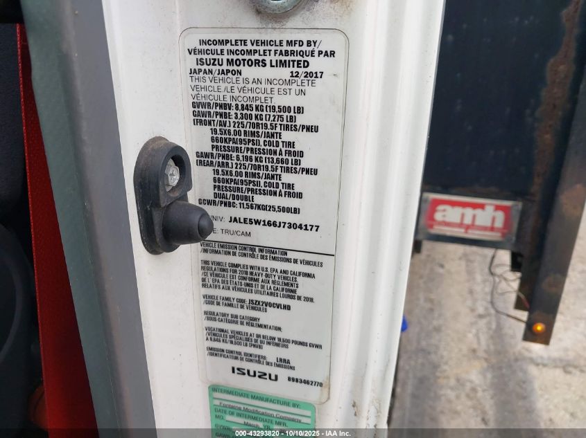 2018 Isuzu Nrr VIN: JALE5W166J7304177 Lot: 43293820