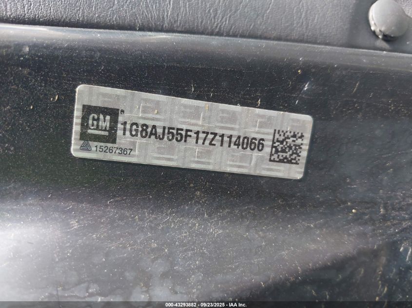 2007 Saturn Ion Ion 2 VIN: 1G8AJ55F17Z114066 Lot: 43293882