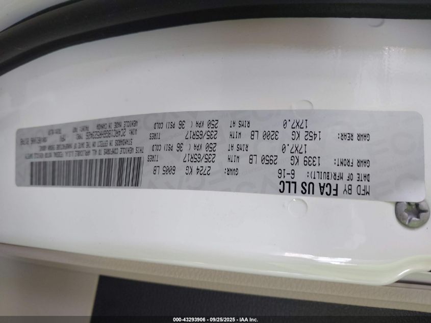 2017 Chrysler Pacifica Touring-L VIN: 2C4RC1BG6HR523426 Lot: 43293906