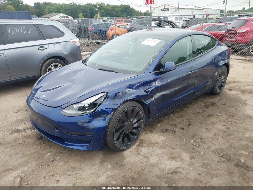 2022 Tesla Model 3 Performance Dual Motor All-Wheel Drive VIN: 5YJ3E1EC7NF307648 Lot: 43294008