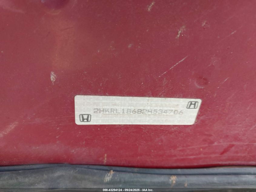 2002 Honda Odyssey Ex VIN: 2HKRL18682H534706 Lot: 43294124