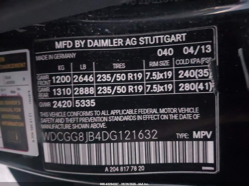 2013 MERCEDES-BENZ GLK 350 4MATIC - WDCGG8JB4DG121632