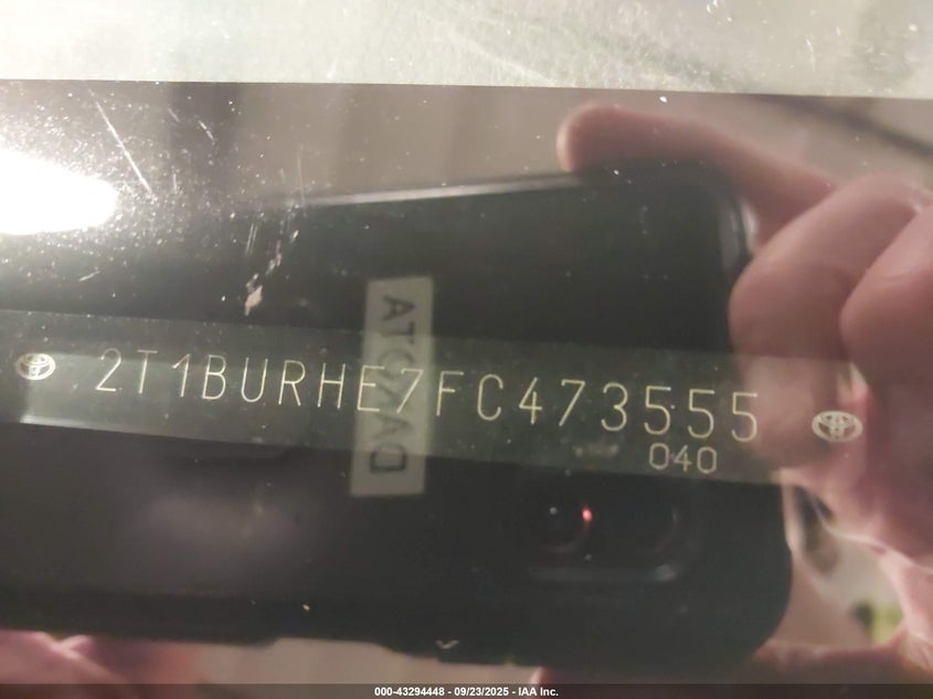 2015 Toyota Corolla Le VIN: 2T1BURHE7FC473555 Lot: 43294448