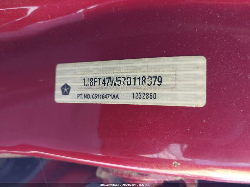 2007 Jeep Compass Sport VIN: 1J8FT47W57D118379 Lot: 43294540
