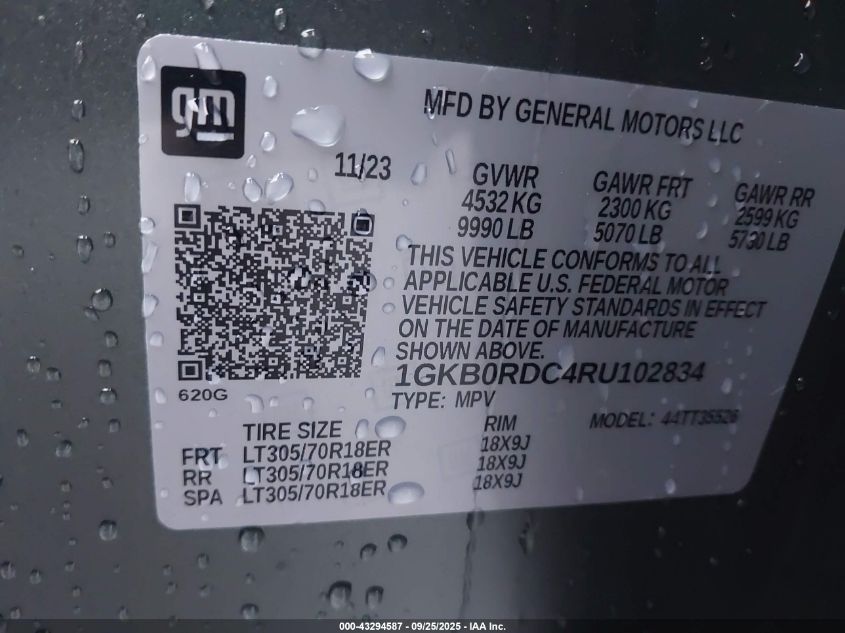 2024 GMC Hummer Ev Suv 3X VIN: 1GKB0RDC4RU102834 Lot: 43294587