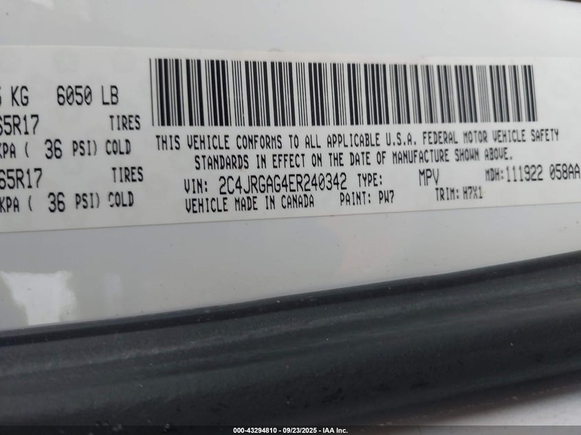 2014 Ram Cargo Tradesman VIN: 2C4JRGAG4ER240342 Lot: 43294810