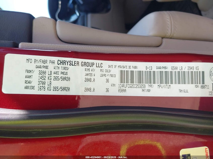 2014 JEEP GRAND CHEROKEE OVERLAND - 1C4RJFCG2EC253259