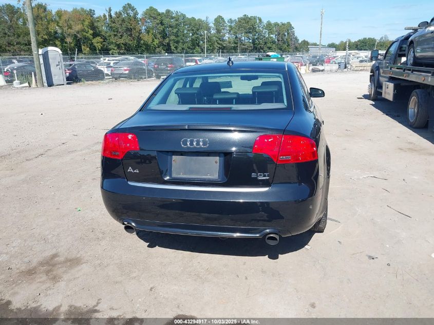 2008 Audi A4 2.0T/2.0T Special Edition VIN: WAUDF78E78A140297 Lot: 43294917