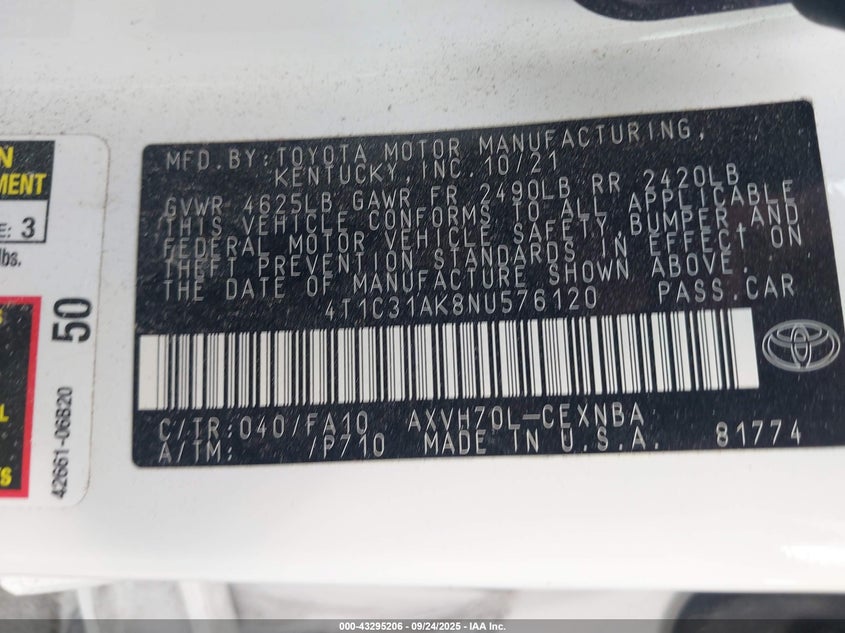 2022 TOYOTA CAMRY LE HYBRID - 4T1C31AK8NU576120