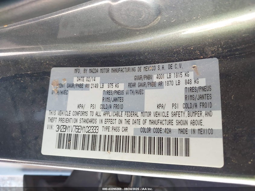 2014 MAZDA MAZDA3 I TOURING - 3MZBM1V76EM102333