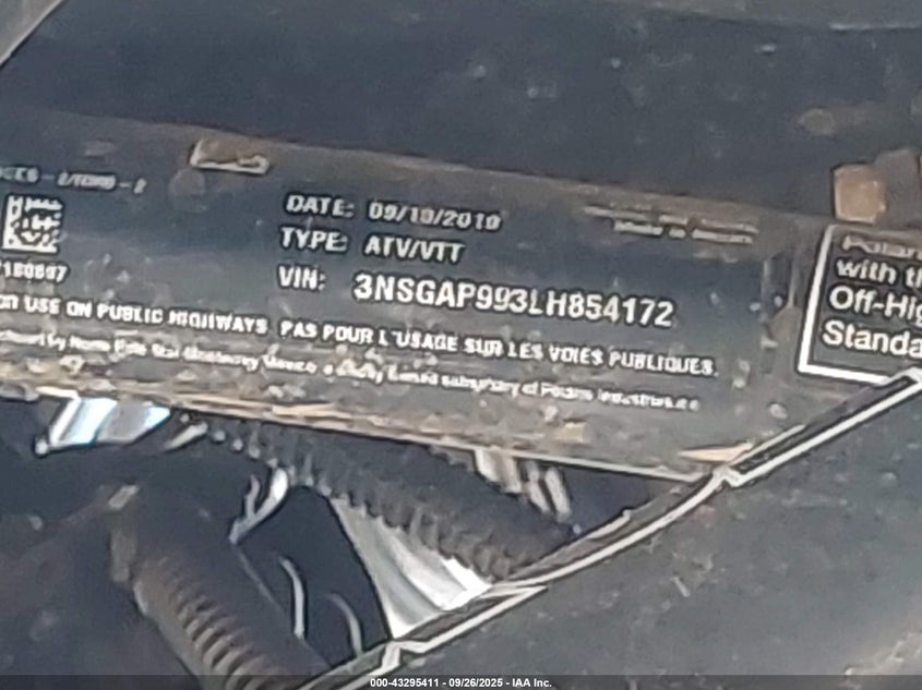 2020 Polaris General VIN: 3NSGAP993LH854172 Lot: 43295411
