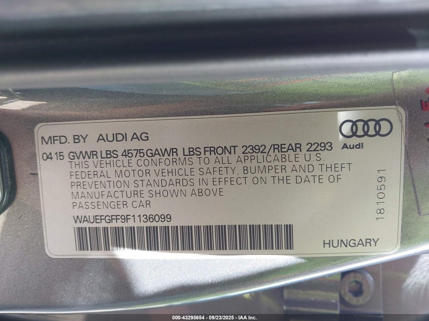 2015 AUDI A3 2.0T PREMIUM - WAUEFGFF9F1136099