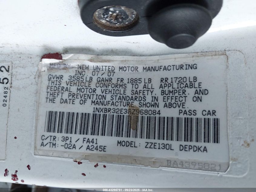 2008 Toyota Corolla Ce VIN: 1NXBR32E38Z968084 Lot: 43295751