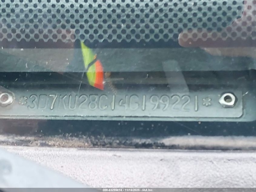 2004 Dodge Ram 2500 St VIN: 3D7KU28C14G199221 Lot: 43295814