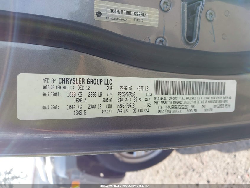 2013 JEEP PATRIOT SPORT - 1C4NJRBB6DD222207