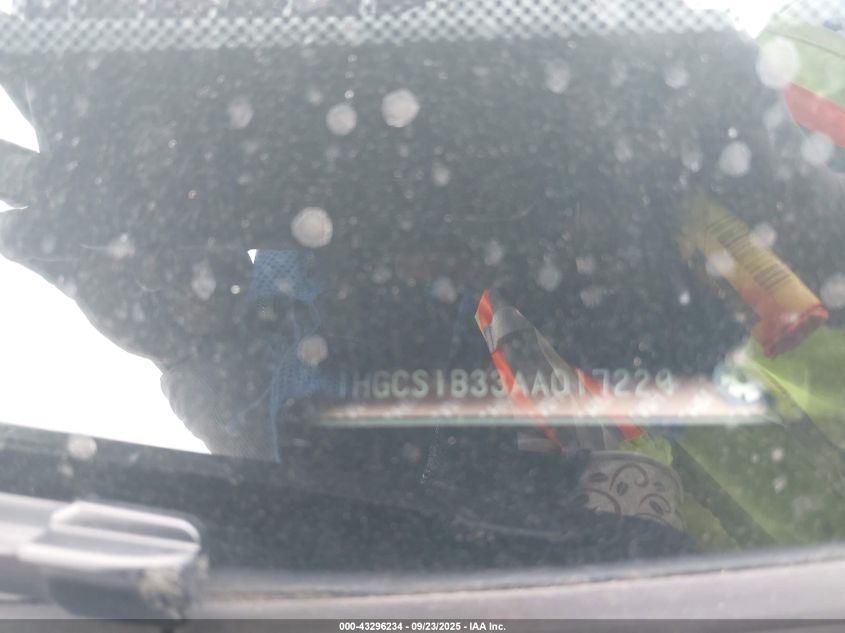 2010 Honda Accord 2.4 Lx-S VIN: 1HGCS1B33AA017229 Lot: 43296234