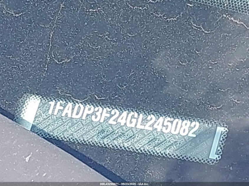 2016 Ford Focus Se VIN: 1FADP3F24GL245082 Lot: 43296271